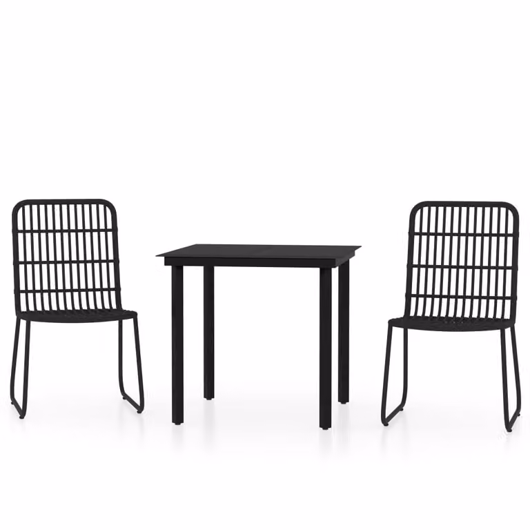 Set da Pranzo da Giardino 3 pz Nero
