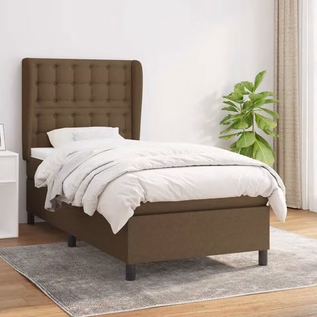 Letto Ibrido vidaXL con Giroletto a Molle e Materasso, Marrone e Bianco, L/P/H: 90 x 190 x 40 cm – 1