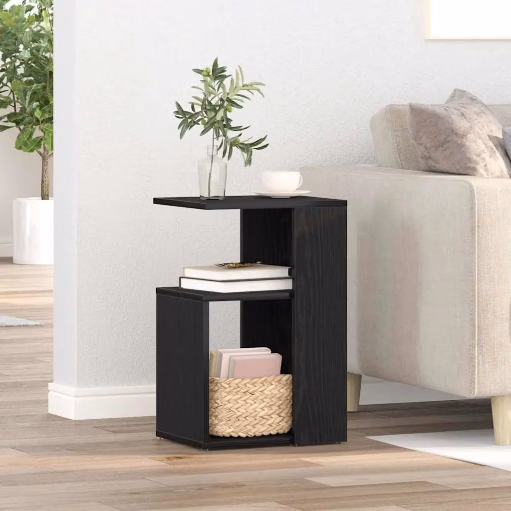 vidaXL Tavolo laterale moderno in legno nero L/P/H: 36 x 30 x 56 cm