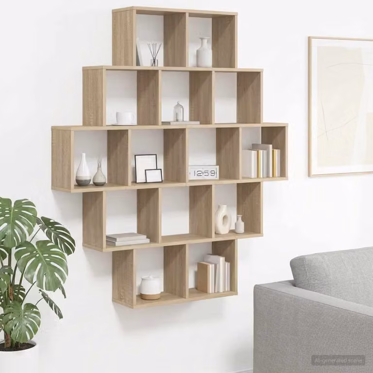 Scaffale da parete moderno vidaXL in MDF marrone L: 120 cm, P: 20 cm, H: 136 cm