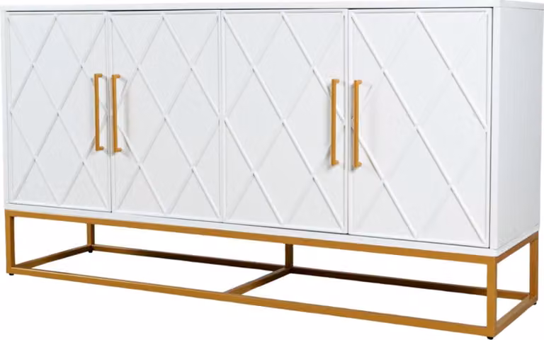 FURNLUX Credenza Avola Bianco e Oro 153cm / Colore principale: Bianco / Dimensioni: 153 x 82 x 41 cm