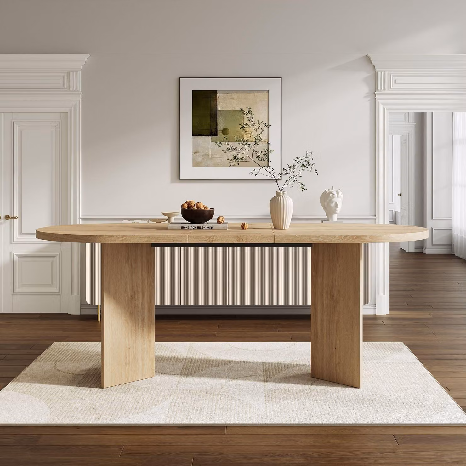 Tavolo da pranzo ovale in legno, dimensioni 160x80 cm