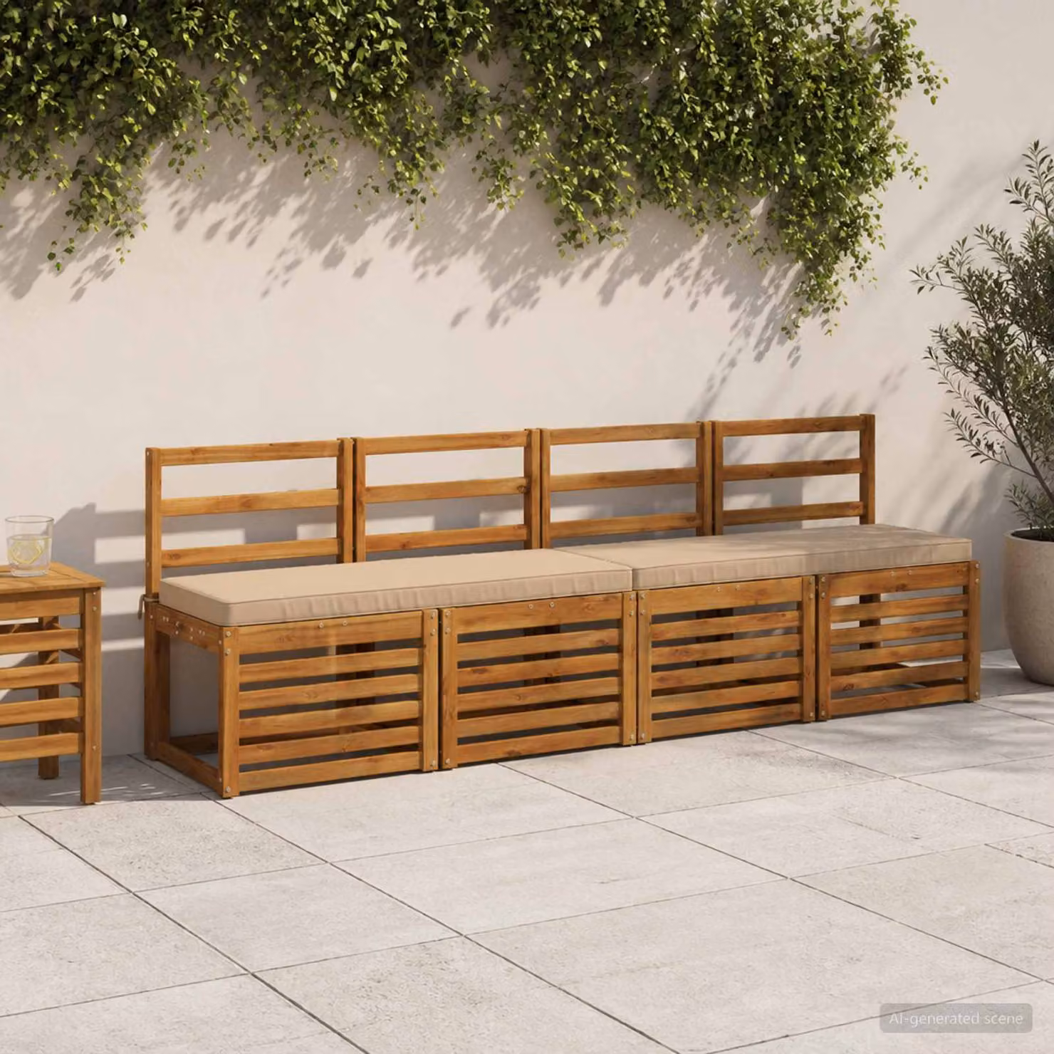 Set di 2 cuscini per panchina vidaXL VUGHT in poliestere, lavabili e resistenti ai raggi UV, colori sabbia, marrone e beige