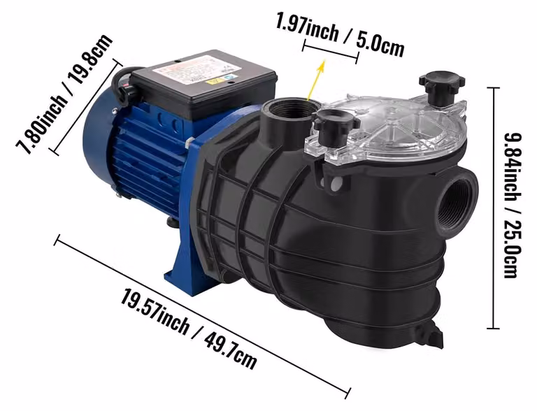Pompa per piscina - 1 HP - Pompa di circolazione per piscina - Capacità di 4223 galloni all'ora - Protezione termica