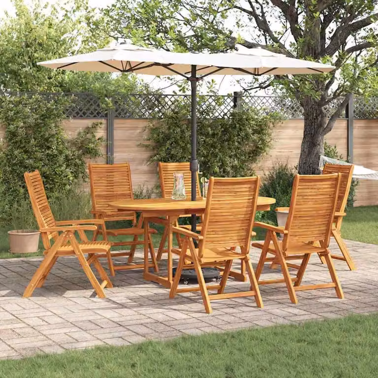 Maison Exclusive - Set da pranzo per esterno, 7 pezzi, legno massello di acacia, color marrone