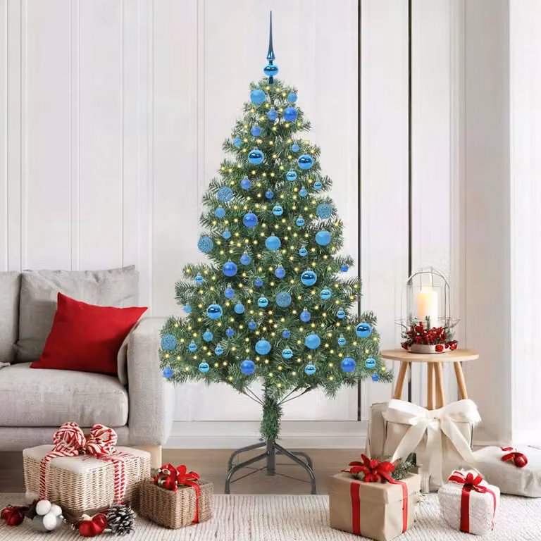 Albero di Natale moderno vidaXL verde in PVC con luci LED bianco caldo