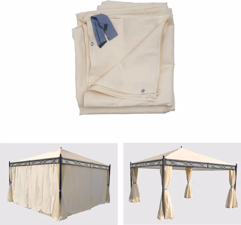 Set di 4 pannelli laterali per pergola Calpe, pannelli laterali di ricambio per gazebo 4x4 m, poliestere ~ color crema