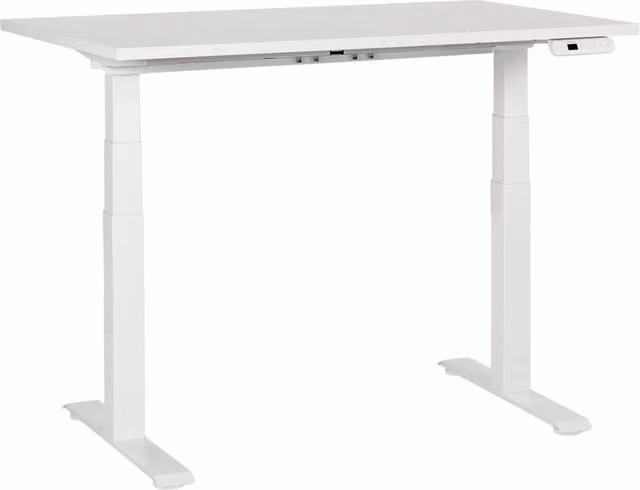 Scrivania regolabile in altezza elettrica BELIANI bianca con piano in MDF e struttura in metallo L: 120 cm, P: 72 cm, H: 128 cm – 1