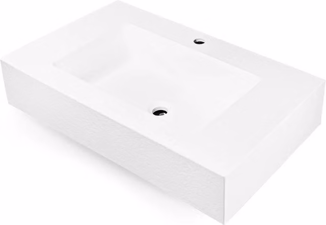 Ogomondo Lavabo Sospeso in Marmo Resina Bianco L: 100 cm, P: 46 cm, H: 15 cm