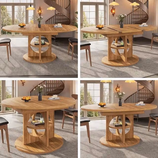 Tavolo da pranzo allungabile rotondo ¨C Minimal ¨C Effetto legno nero 110-150cm ovale
