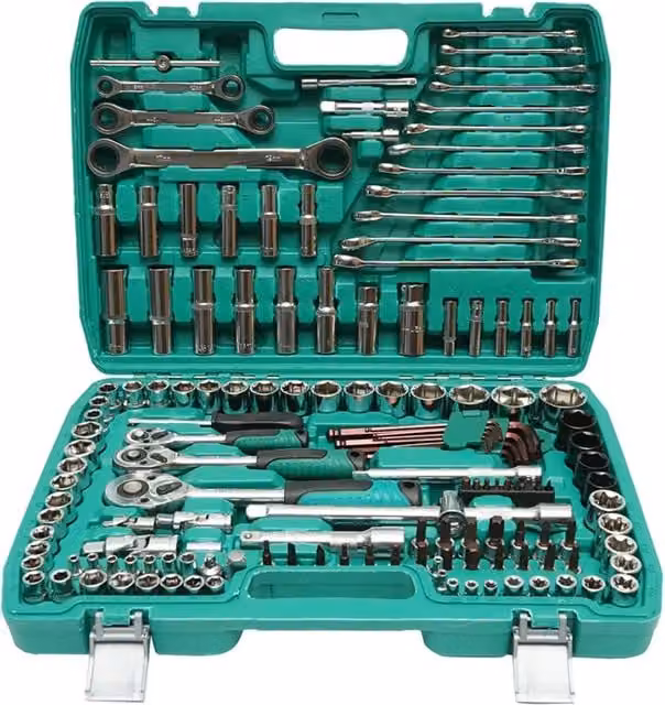 Set di chiavi professionale Breckner Germany multicolore con chiavi combinate, a bussola, aperte, torx, esagonali e a cricchetto, 151 pezzi – 1