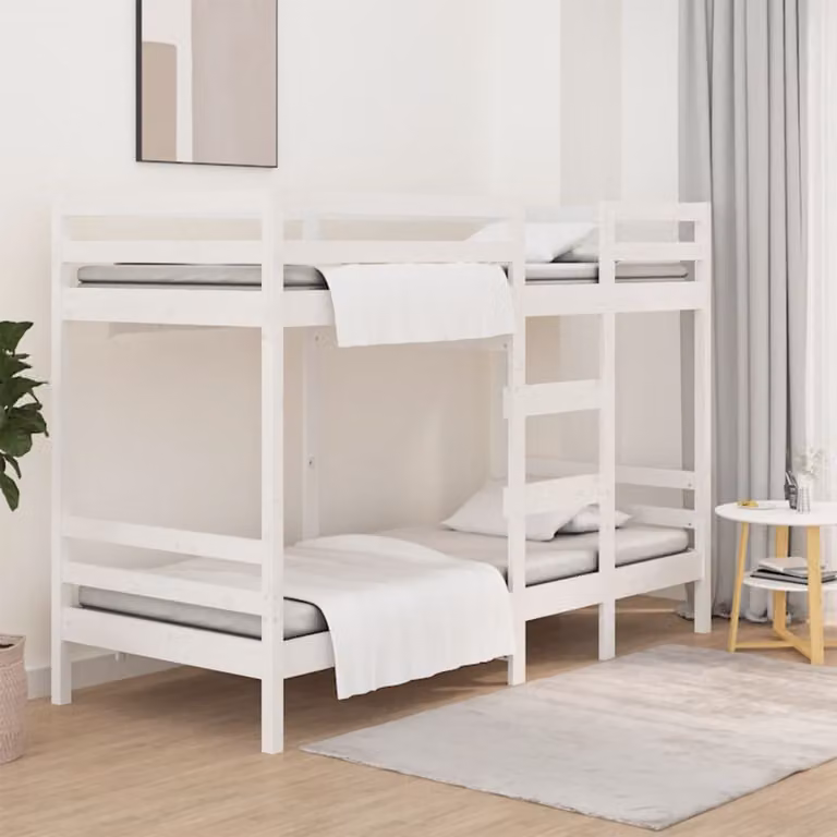 The Living Store Letto a castello bianco 90x200 cm in legno di pino massiccio