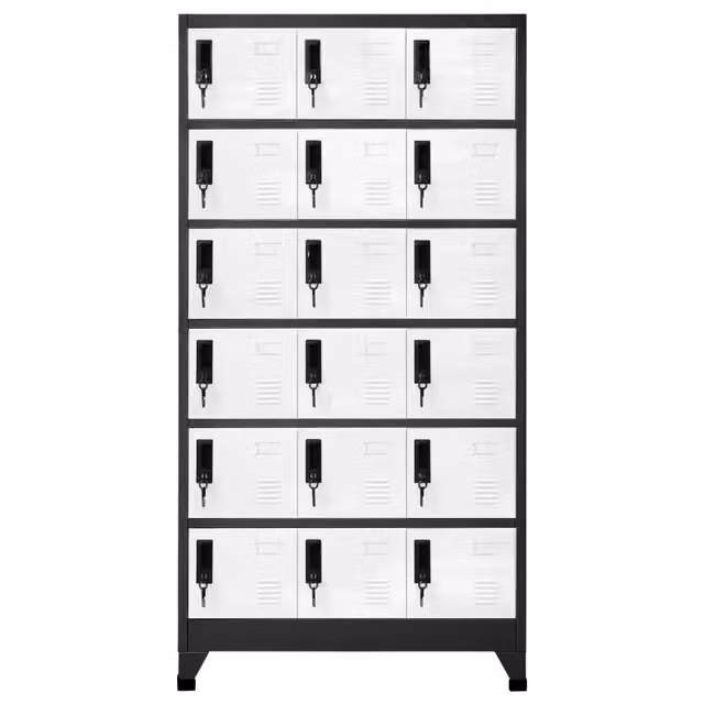 Armadietto in acciaio vidaXL con serratura, antracite e bianco, L 90 cm, P 40 cm, H 180 cm
