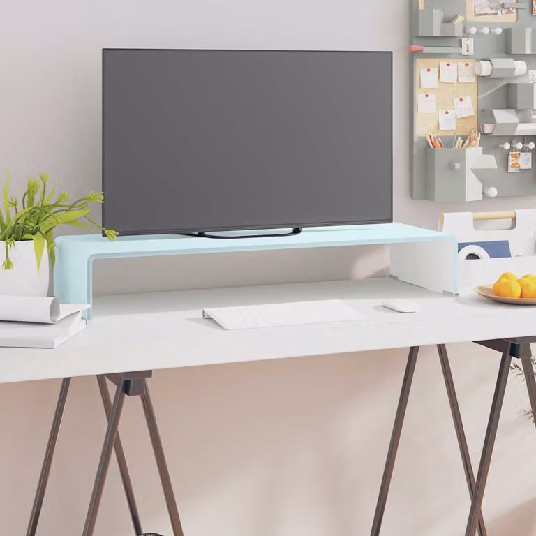 vidaXL Supporto TV e Rialzo Monitor in Vetro Verde L 80 cm x P 30 cm x H 13 cm