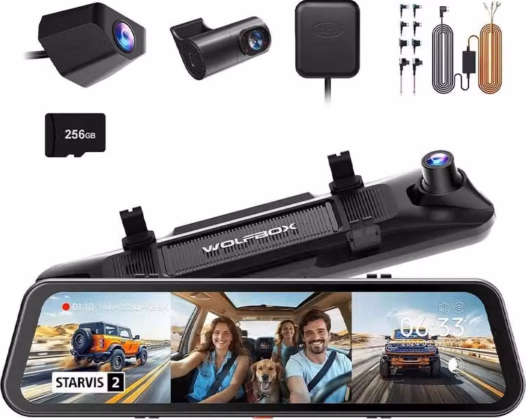 Dashcam, risoluzione 4K, visione notturna, con kit di cablaggio, 256G TF-a