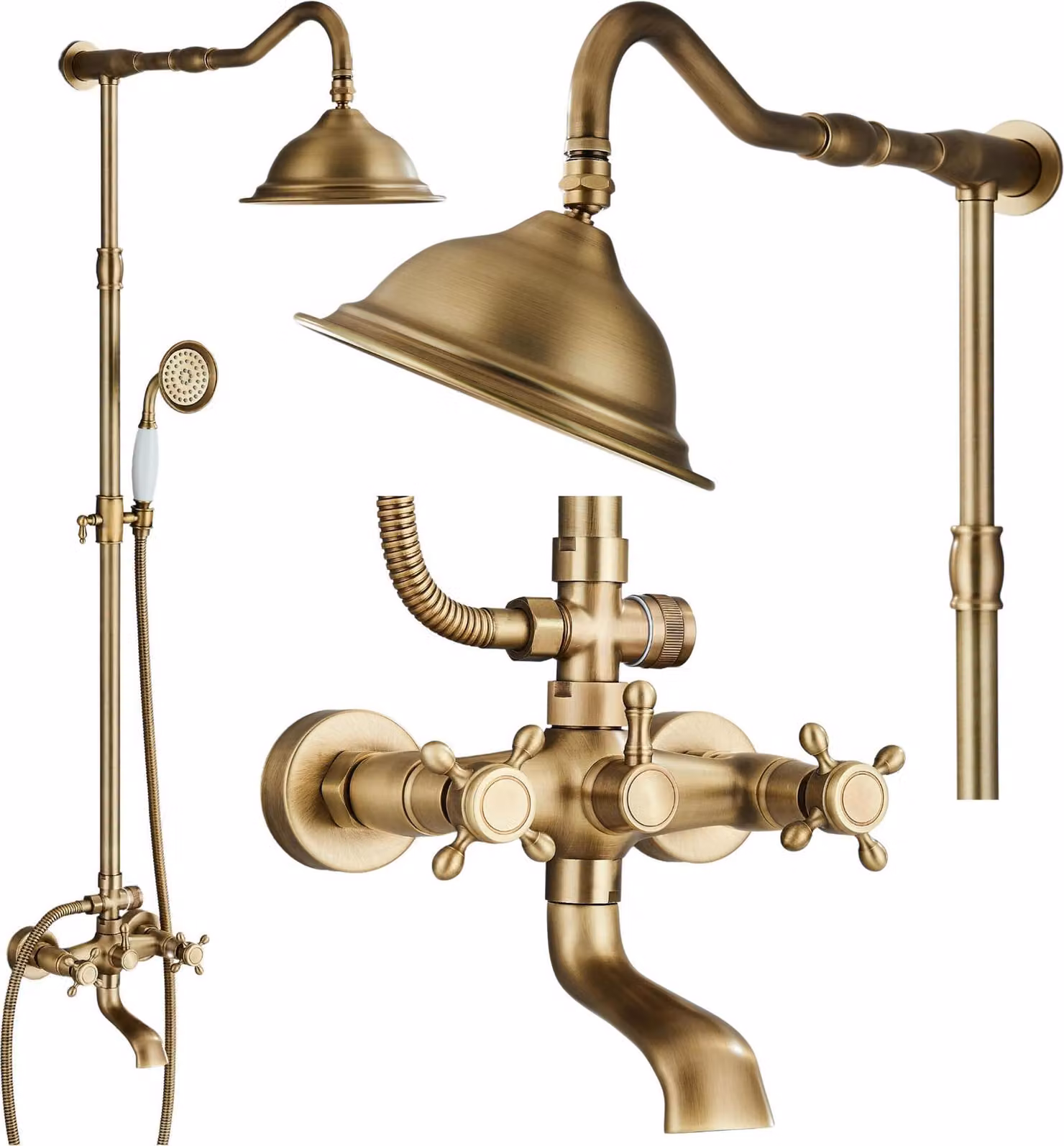 Set doccia da parete ARI, rubinetteria bagno retro in ottone, soffione regolabile, doccetta, valvola Vetroceramica, finitura mosiaco