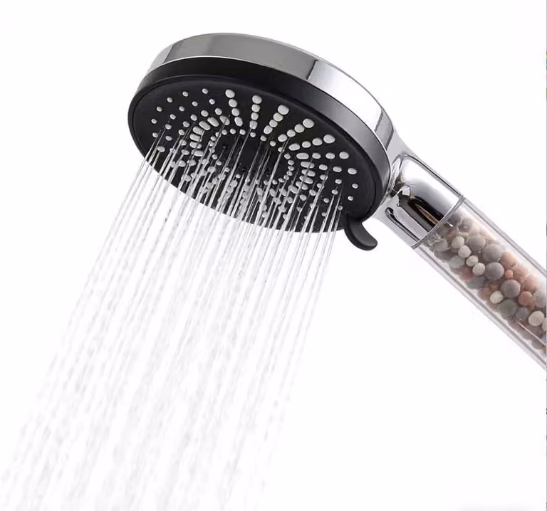 Doccia con flessibile da 1,5 metri, 5 tipi di getto, filtro per l'acqua, anticalcare, attacco G1/2", ideale per il bagno