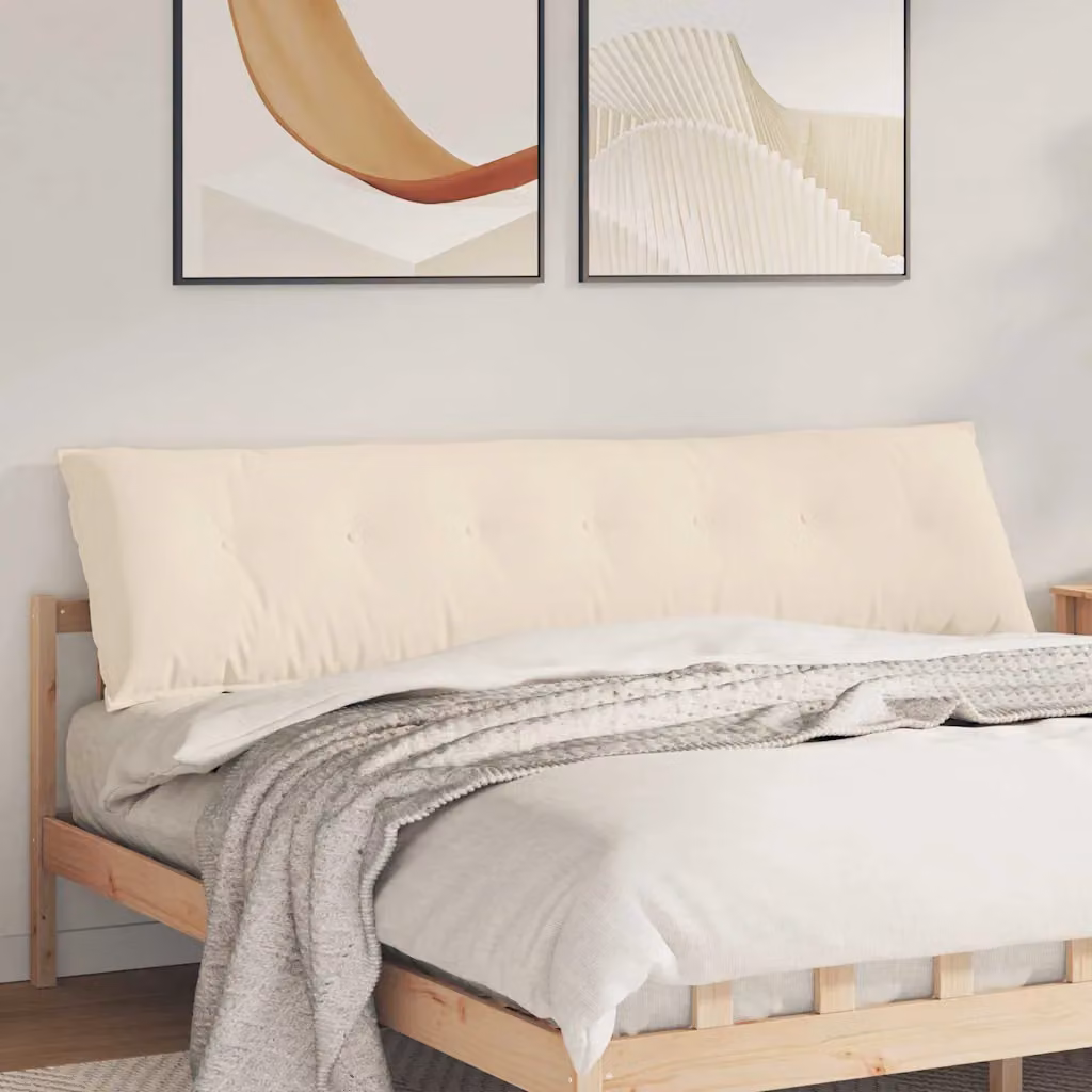 vidaXL Cuscino per Schiena Beige 200 x 50 cm Tessuto in Microfibra