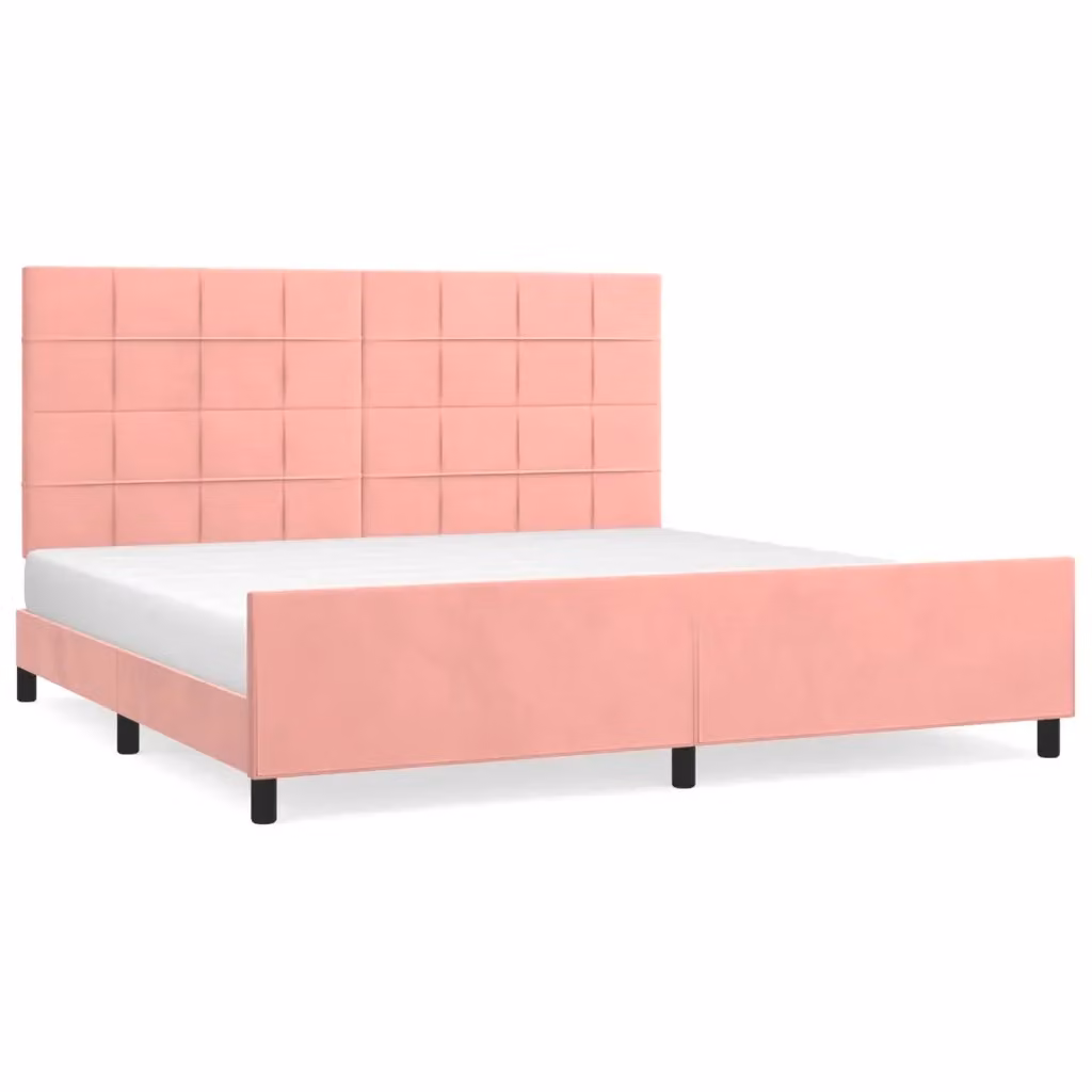 Giroletto con Testiera vidaXL in Velluto Rosa L/P/H: 200 x 200 x 128 cm – 2