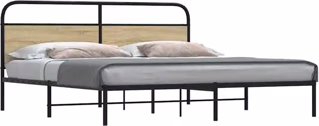 Letto con struttura in metallo e MDF color Rovere Sonoma e Bianco vidaXL L/P: 200 x 200 cm