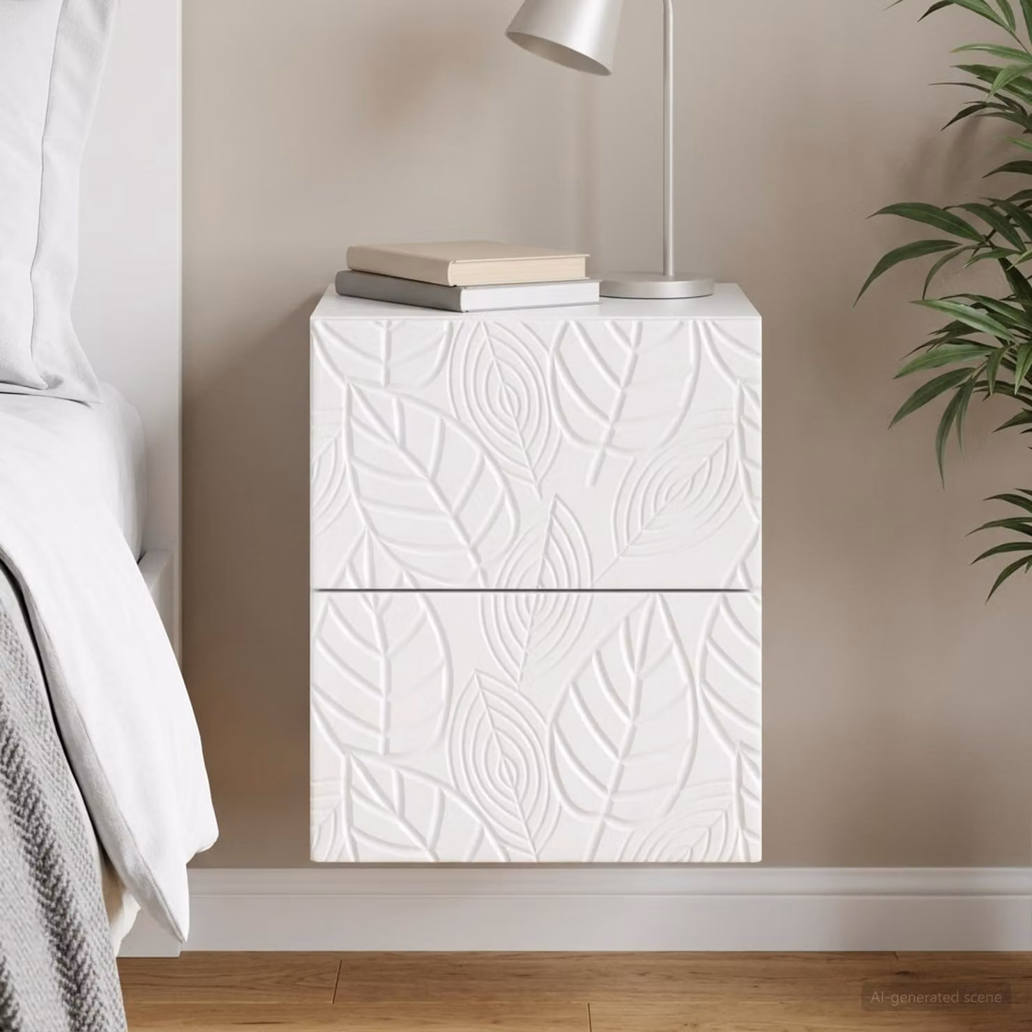 vidaXL Mobiletto da notte sospeso Bianco Lucido L: 34,5 cm, P: 33 cm, H: 40 cm