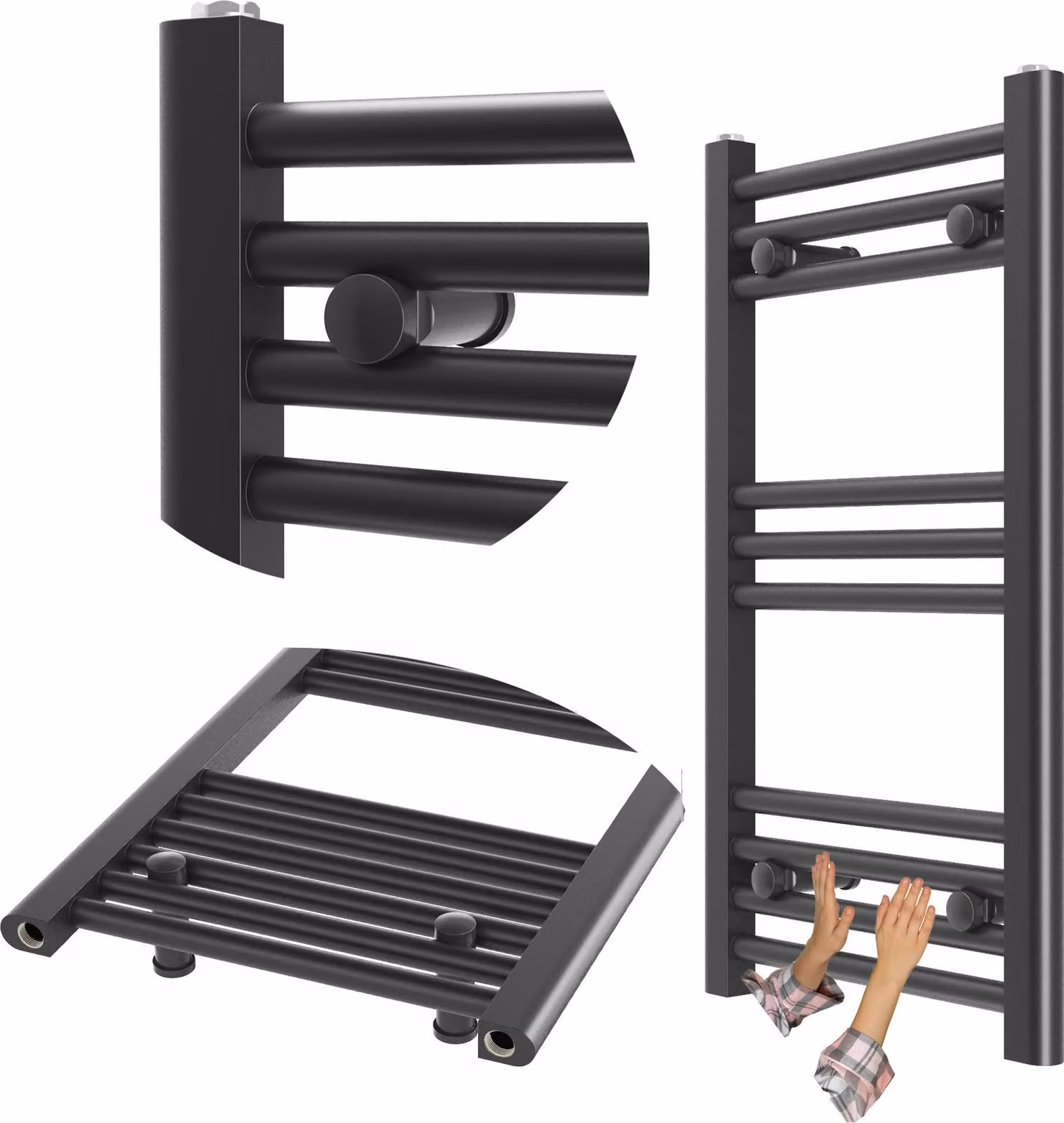 Granitan - Radiatore da bagno - Scaldasalviette - 40x80 cm - Nero - Scaldasalviette - BRENO