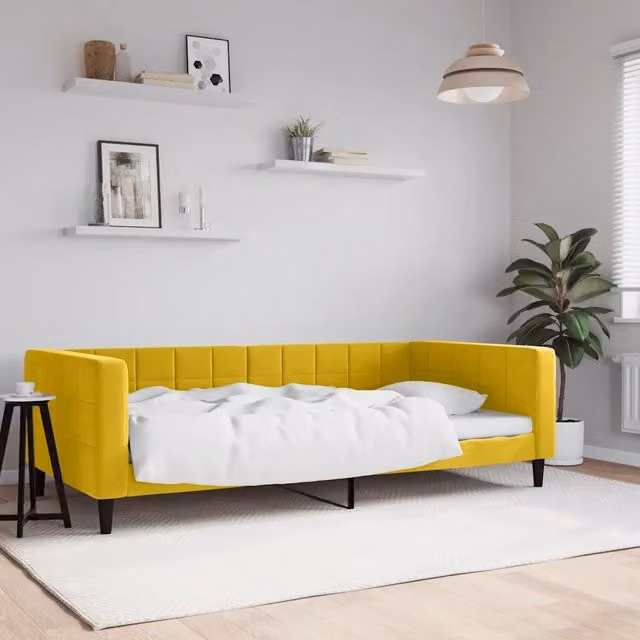 Letto da giorno moderno vidaXL in velluto giallo L: 200 cm, P: 110 cm, H: 68 cm – 1