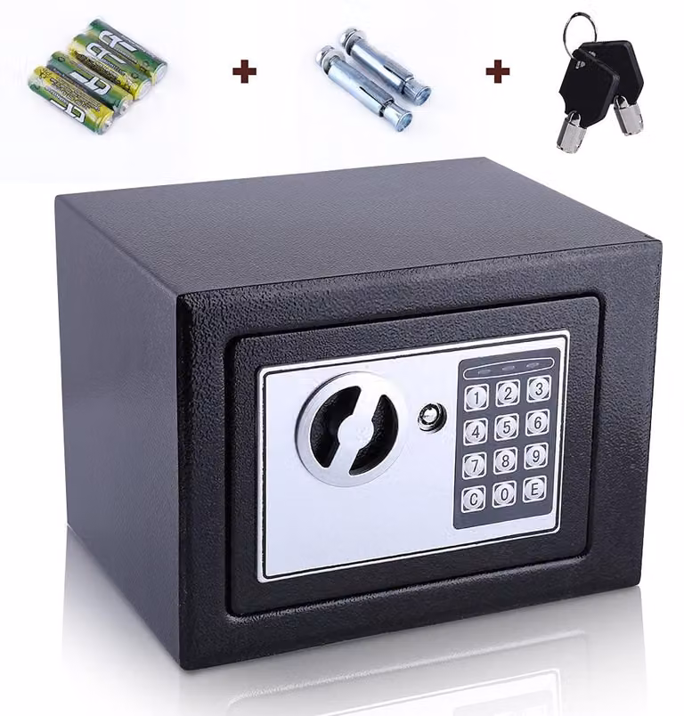 Cassaforte elettronica con serratura a combinazione - Capacità: 20 litri - Realizzata in acciaio massiccio - Colore: nero