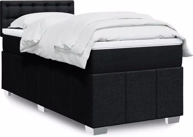 vidaXL Giroletto a Molle con Materasso Ibrido in Tessuto Nero e Bianco L/P/H: 200 x 80 x 30 cm