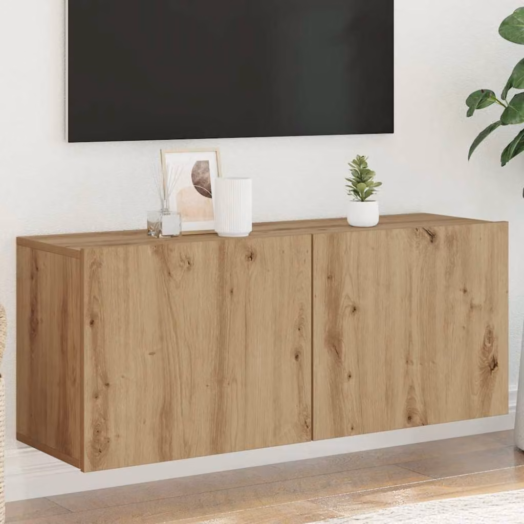 Mobile TV da parete vidaXL in rovere moderno, colore marrone, L 100 cm x P 30 cm x H 41 cm