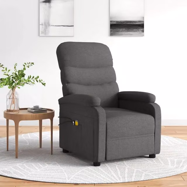 Poltrona Massaggiante Elettrica Grigio Scuro in Tessuto 3073695