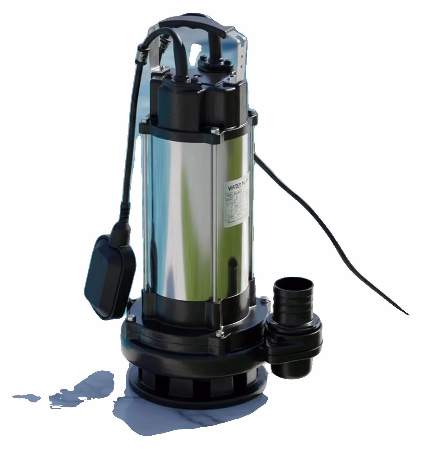 Pompa sommergibile per acque reflue, potenza 2200W, capacità 26 m³/h, altezza massima di pompaggio 25 m, grado di protezione IP68, materiale in acciaio inossidabile