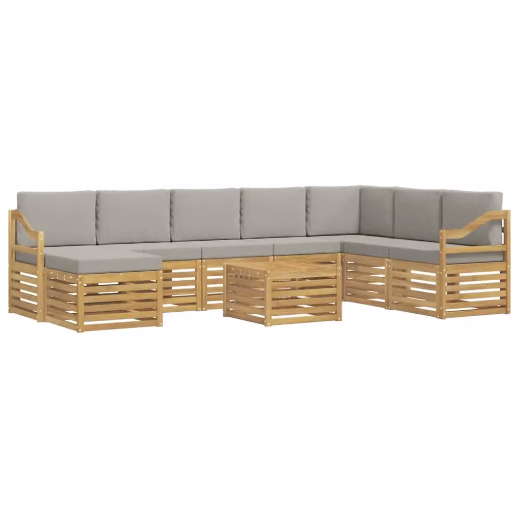 Set di divani ad angolo L vidaXL in legno di acacia massello con cuscini grigi per giardino e terrazzo – 2