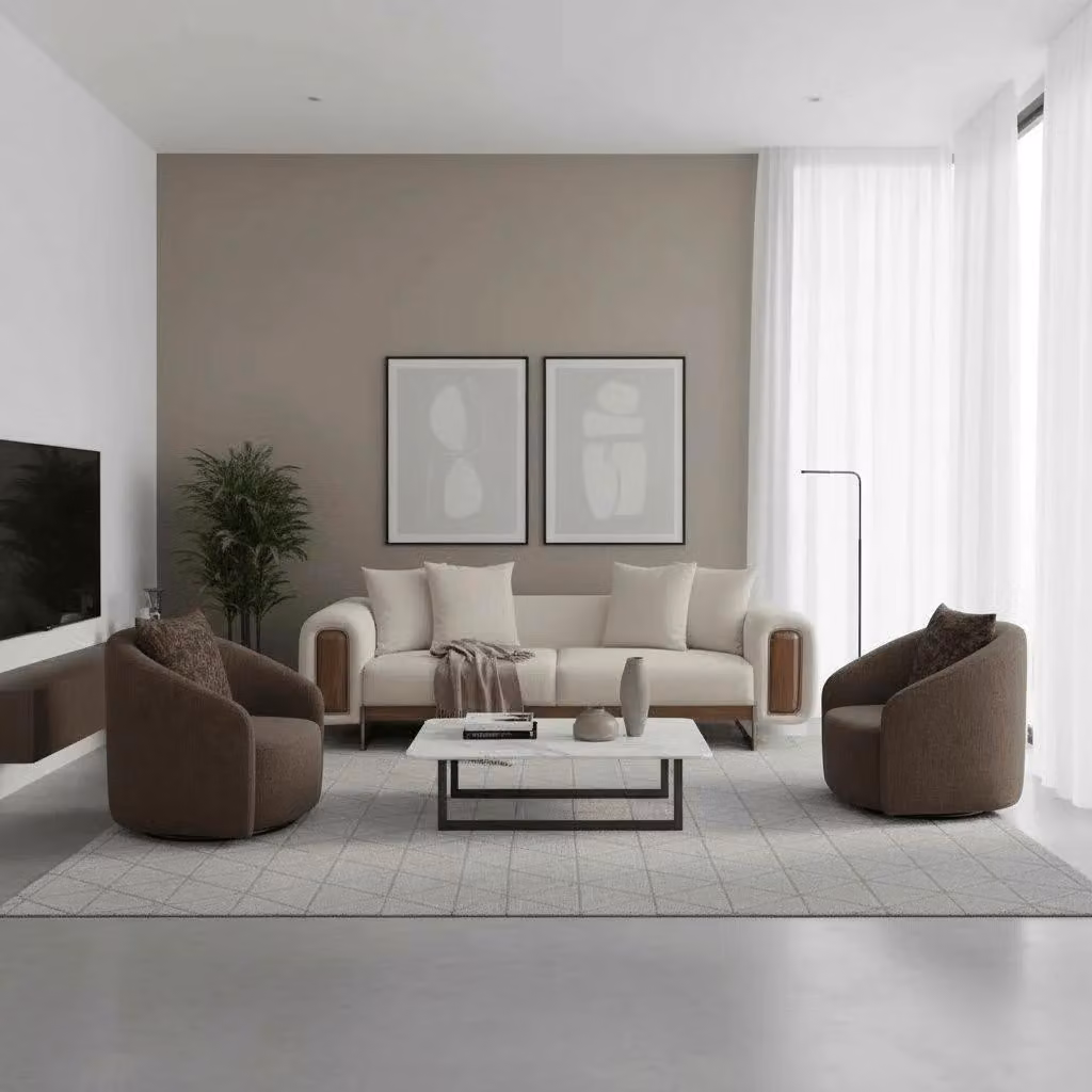 Elegante set da salotto moderno con divano 3+1+1