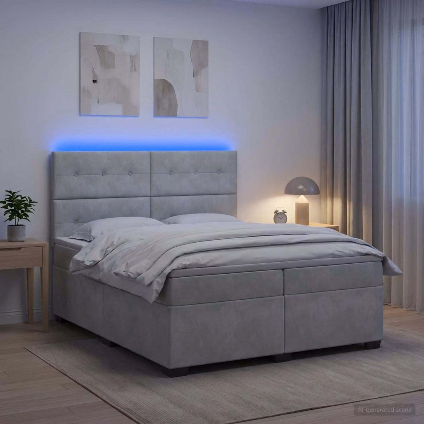 vidaXL Letto box spring moderno in tessuto grigio con materasso a molle insacchettate L/P: 200 x 200 cm