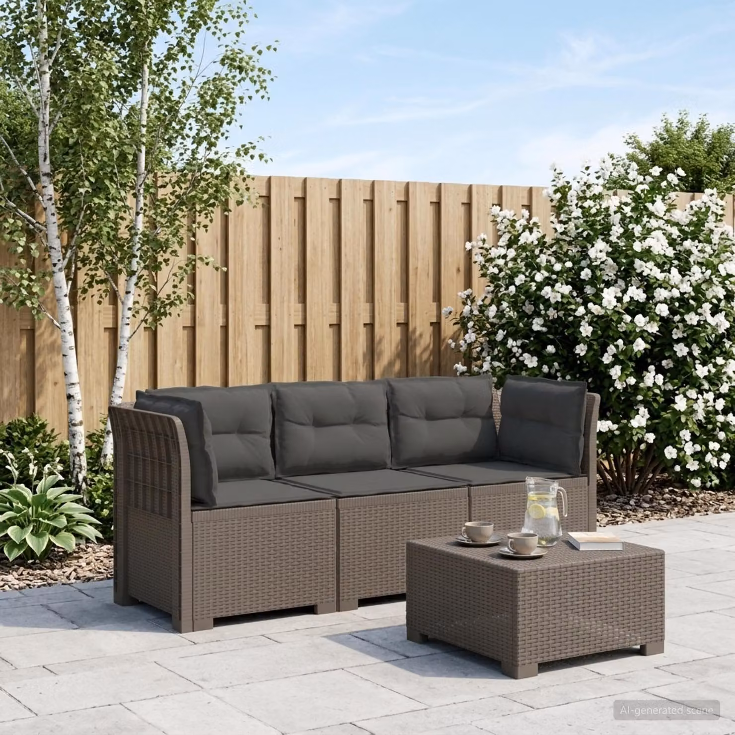 Divano da giardino a 3 posti vidaXL con cuscini in tessuto antracite e grigio resistente ai raggi UV