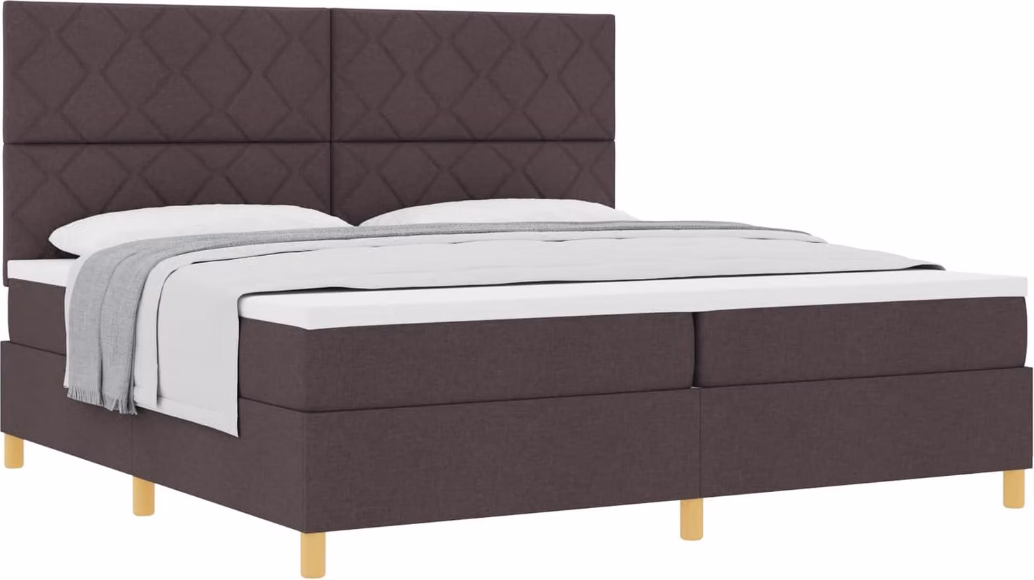 Letto a molle con materasso Marrone Scuro 200 x 200 cm Tessuto