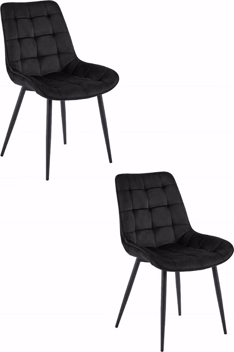 Sedie per sala da pranzo, soggiorno, ufficio BERA - velluto nero / gambe nere 2 pezzi
