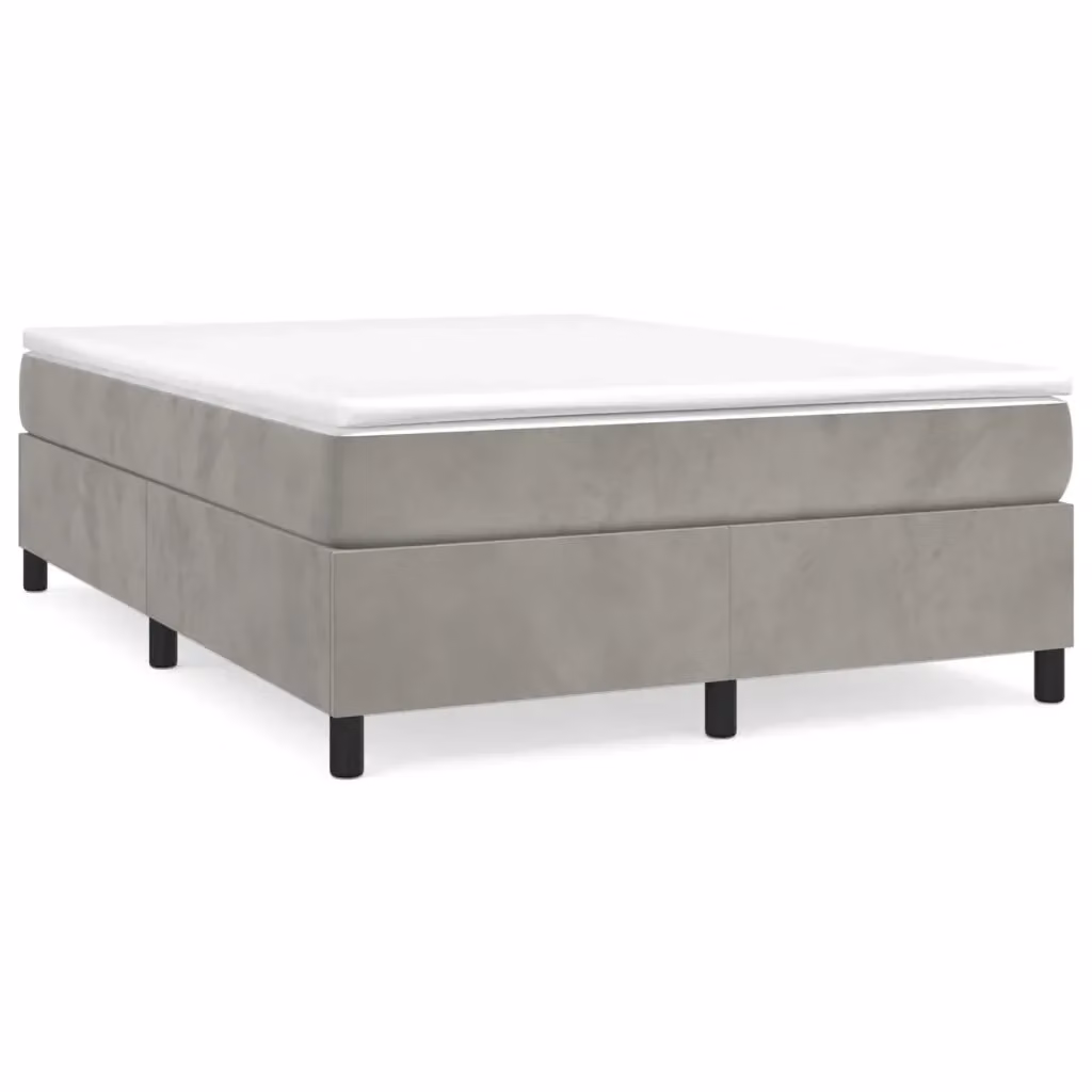 Struttura Letto a Rete con Giroletto in Velluto Grigio Chiaro L 140 x P 200 cm – 2