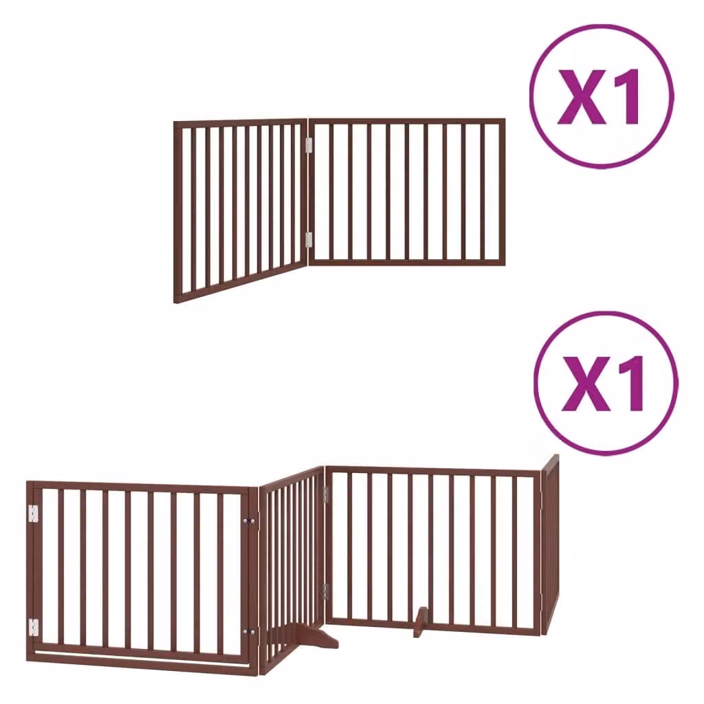 Cancello Cani Porta Pieghevole Marrone 6 Pannelli 480cm Pioppo