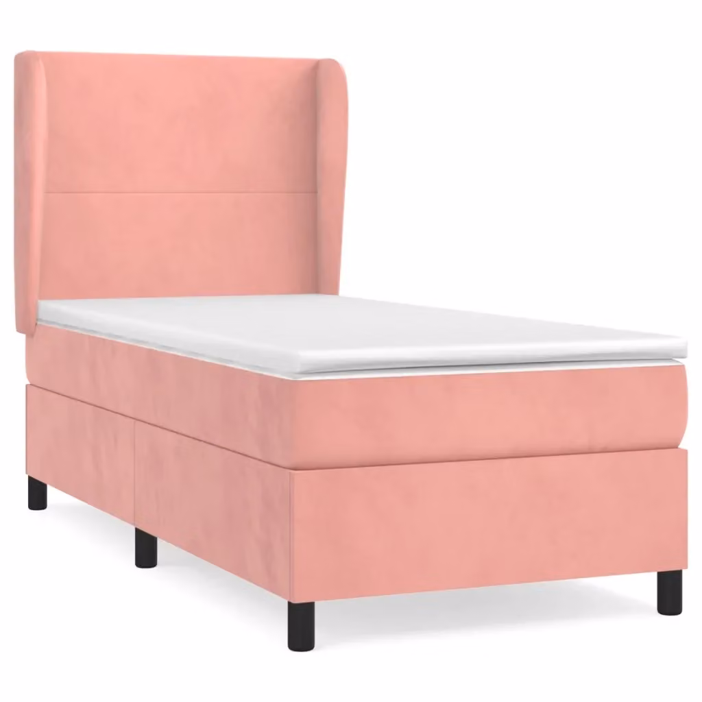 vidaXL Giroletto a Molle con Materasso Rosa in Velluto L/P: 100 x 200 cm – 2
