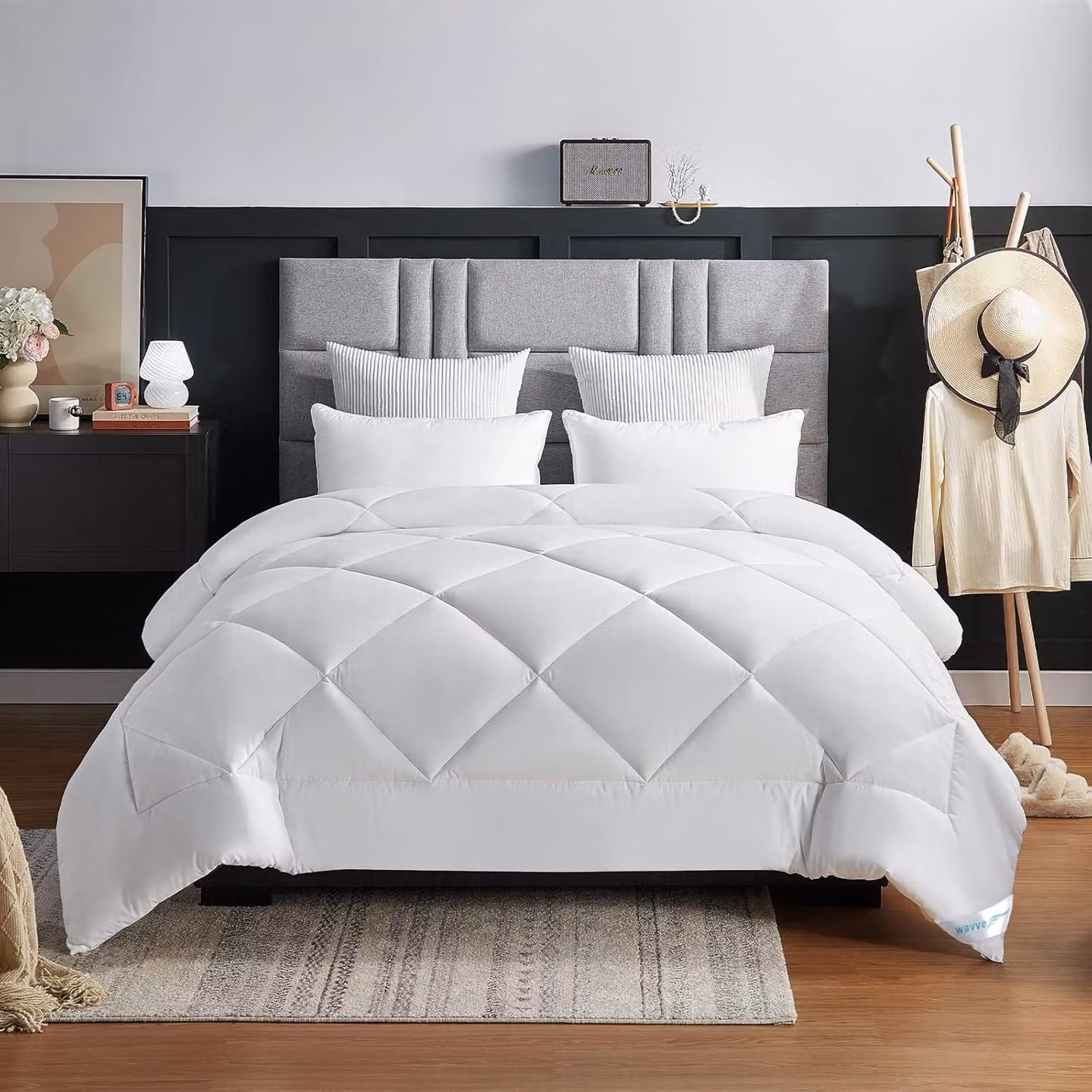 Coperta per letto matrimoniale, 200 x 200 cm, 450 g/m², in microfibra, colore bianco