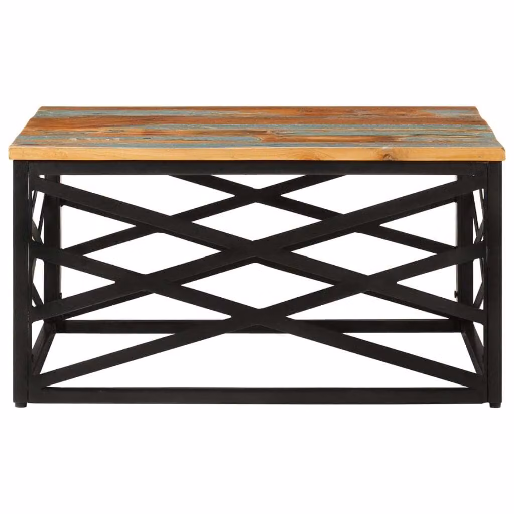 Tavolino 68x68x35 cm in legno massiccio antico