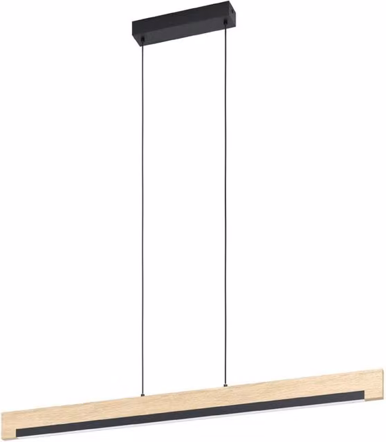 Lampadario a sospensione LED Camacho Eglo nero e legno, luce bianca calda 3100 lumen