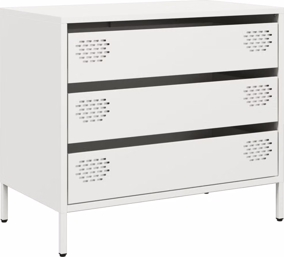 Credenza Bianca 68x39x58,5 cm in Acciaio Laminato a Freddo