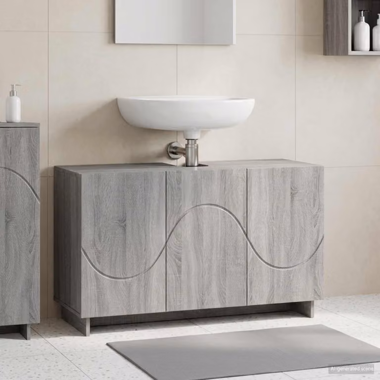 Mobile da bagno vidaXL moderno in legno e MDF color grigio Sonoma L: 101 cm, P: 41 cm, H: 58 cm