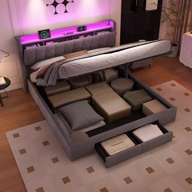 Letto contenitore 180x200 cm, colore grigio