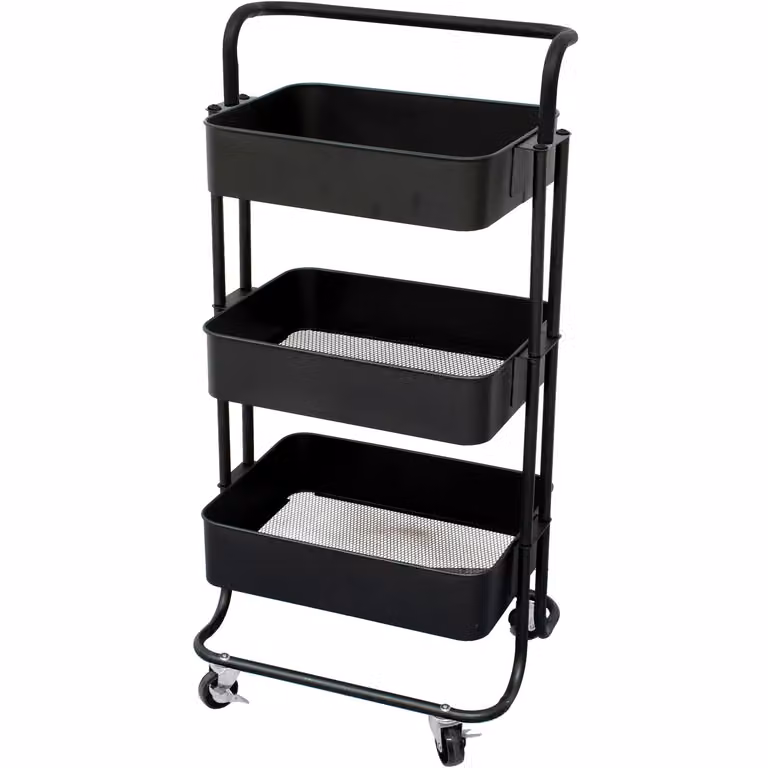 Carrello multiuso in metallo nero Phaedrus Black Vestiamo Casa H 112 x L 44 x P 29 cm