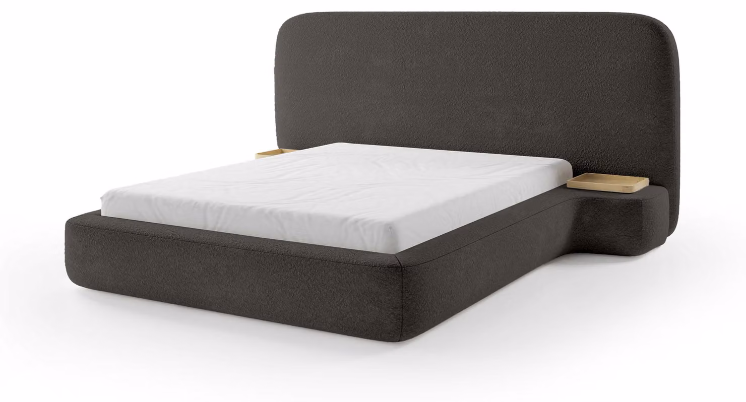 Letto imbottito Genz, color basalto, 180 x 200 cm