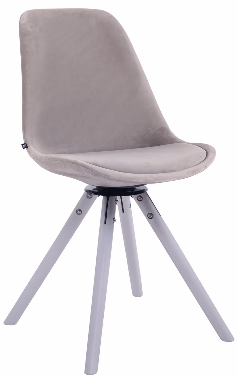Sedia da pranzo Troyes velluto rotondo bianco